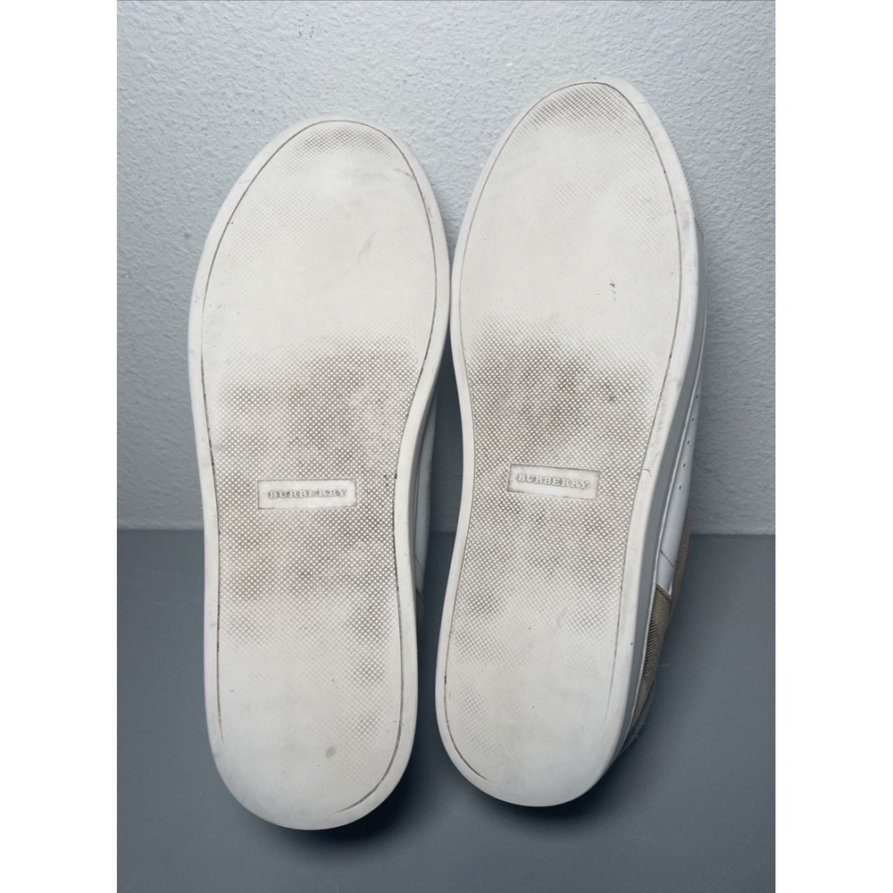 Burberry Men's White Reeth Check Trim Low Top Sneakers Size 43 - Picture 6 of 11